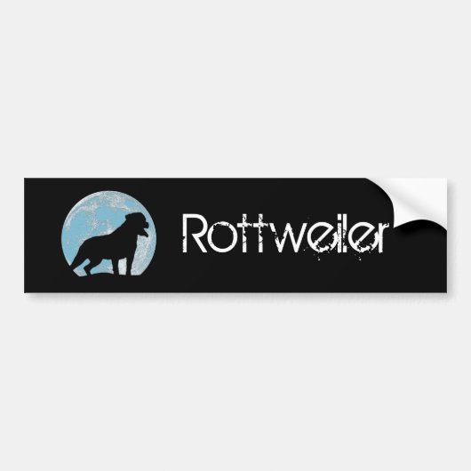 Rottweiler sillhouette maanbumper sticker (Voorkant)