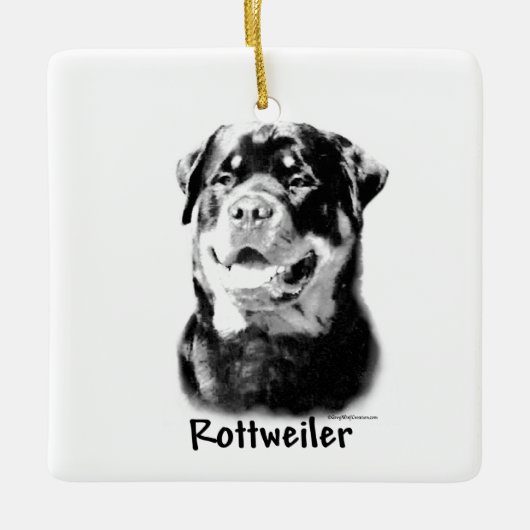 Rottweiler-Sleutelhanger Keramisch Ornament (Voorkant)
