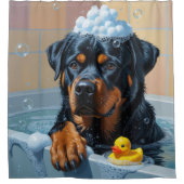 Rottweiler Sloppy Sleepy Schattige Funny Douchegordijn (Voorkant)