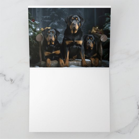 Rottweiler Sneeuw Slede Kerst Decoratie Kaart (Binnen)