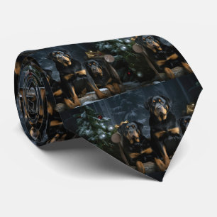 Rottweiler Sneeuw Slede Kerst Decoratie  Stropdas