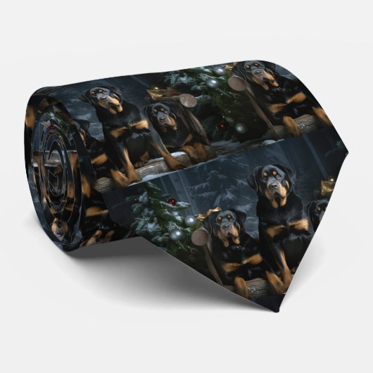 Rottweiler Sneeuw Slede Kerst Decoratie  Stropdas (Opgerold)
