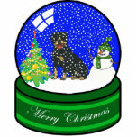 rottweiler-sneeuwwereldbol fotobeeldje ornament<br><div class="desc">schattige feestdagen</div>