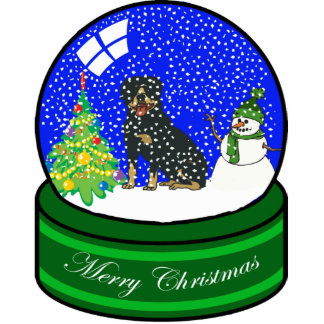 rottweiler-sneeuwwereldbol fotobeeldje ornament