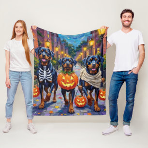Rottweiler Snoep vragen in Halloween kostuums Fleece Deken