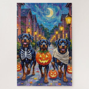 Rottweiler Snoep vragen in Halloween kostuums Legpuzzel