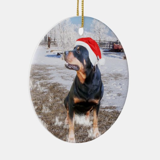 Rottweiler Snow Christmas Holiday Ornament (Rechts)