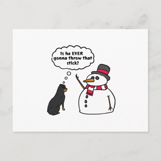 Rottweiler Snowman Christmas Briefkaart (Voorkant)