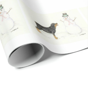 Rottweiler Snowman Dog ArtKerstwerkpapier Cadeaupapier