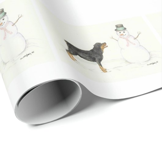 Rottweiler Snowman Dog ArtKerstwerkpapier Cadeaupapier (Rol Hoek)