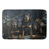 Rottweiler Snowy Sleigh Kerst Decor Badmat (Voorkant)