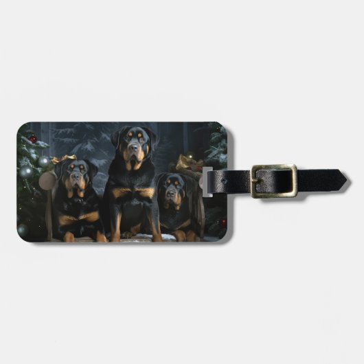 Rottweiler Snowy Sleigh Kerst Decor Bagagelabel (Voorkant horizontaal)