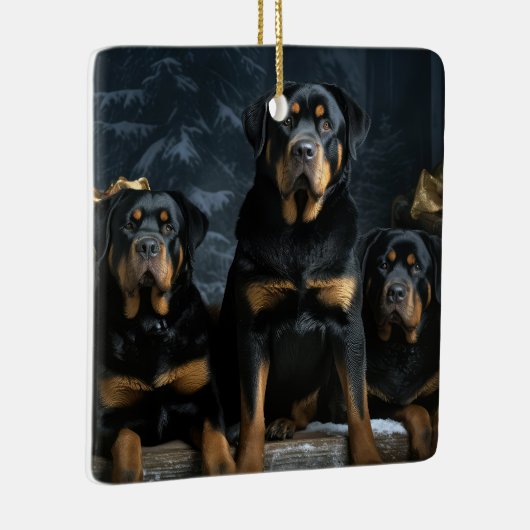 Rottweiler Snowy Sleigh Kerst Decor Keramisch Ornament (Rechts)
