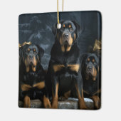 Rottweiler Snowy Sleigh Kerst Decor Keramisch Ornament (Links)