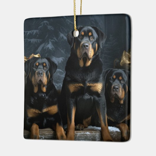 Rottweiler Snowy Sleigh Kerst Decor Keramisch Ornament (Links)