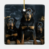 Rottweiler Snowy Sleigh Kerst Decor Keramisch Ornament (Achterkant)