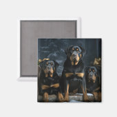 Rottweiler Snowy Sleigh Kerst Decor Magneet (Voorkant / Achterkant)