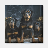 Rottweiler Snowy Sleigh Kerst Decor Magneet (Voorkant)