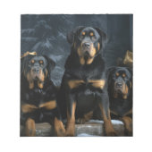Rottweiler Snowy Sleigh Kerst Decor Notitieblok (Voorkant)