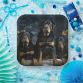 Rottweiler Snowy Sleigh Kerst Decor Papieren Bordje (Feest)
