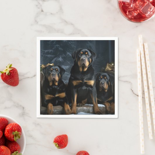 Rottweiler Snowy Sleigh Kerst Decor Servet (Insitu)