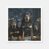 Rottweiler Snowy Sleigh Kerst Decor Servet (Voorkant)