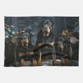 Rottweiler Snowy Sleigh Kerst Decor Theedoek (Horizontaal)