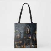 Rottweiler Snowy Sleigh Kerst Decor Tote Bag (Voorkant)