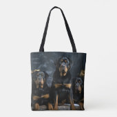 Rottweiler Snowy Sleigh Kerst Decor Tote Bag (Achterkant)