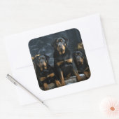 Rottweiler Snowy Sleigh Kerst Decor Vierkante Sticker (Envelop)