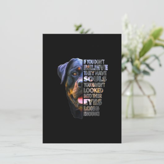 Rottweiler Soul I Love Rotties Hondenliefhebber Bedankkaart (Staand voorkant)