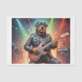 Rottweiler spelen elektrische gitaar op het podium tissuepapier (Voorkant)