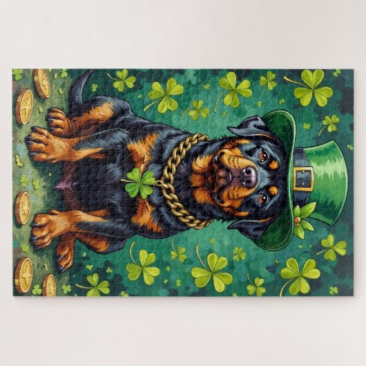 Rottweiler St Patrick’s Day Lucky Dog Legpuzzel (Horizontaal)
