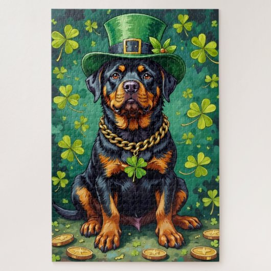 Rottweiler St Patrick’s Day Lucky Dog Legpuzzel (Verticaal)