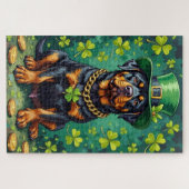 Rottweiler St. Patrick's Day GeluksHond Legpuzzel (Horizontaal)