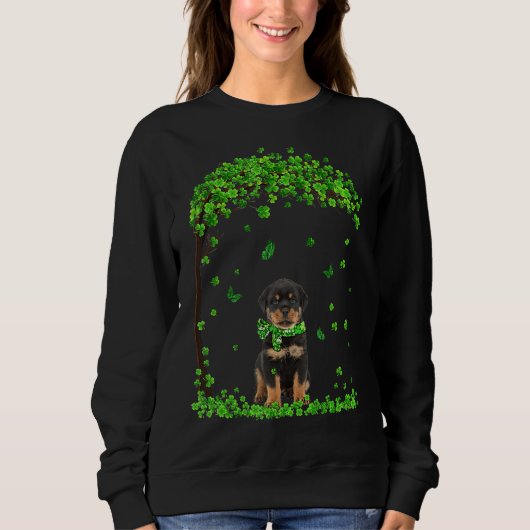 Rottweiler St Patricks Day Lover Irish Shamrock Do Trui (Voorkant)