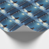 Rottweiler Starry Forest Hike Christmas Painting Cadeaupapier (Hoek)