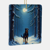Rottweiler Starry Forest Hike Christmas Painting Keramisch Ornament (Rechts)