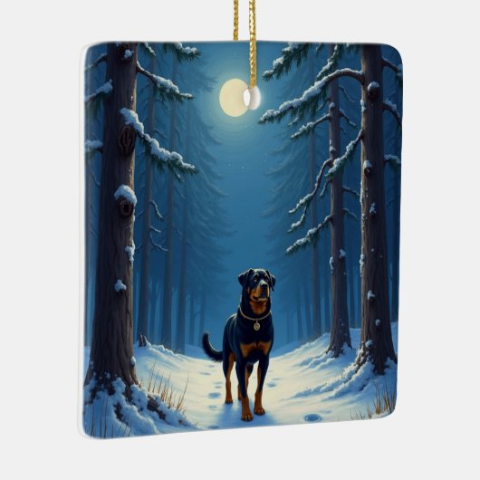 Rottweiler Starry Forest Hike Christmas Painting Keramisch Ornament (Rechts)