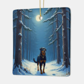 Rottweiler Starry Forest Hike Christmas Painting Keramisch Ornament (Links)