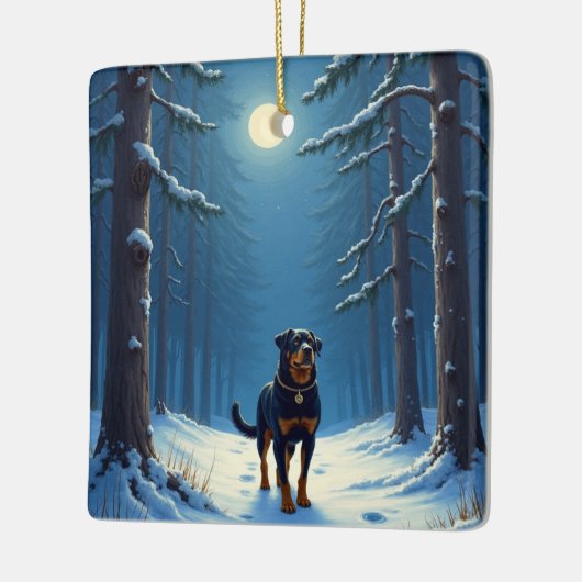 Rottweiler Starry Forest Hike Christmas Painting Keramisch Ornament (Links)