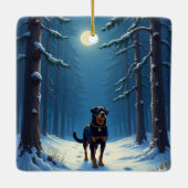 Rottweiler Starry Forest Hike Christmas Painting Keramisch Ornament (Achterkant)