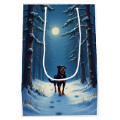 Rottweiler Starry Forest Hike Christmas Painting Medium Cadeauzakje (Achterkant)