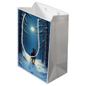 Rottweiler Starry Forest Hike Christmas Painting Medium Cadeauzakje (Achterkant Gekanteld)