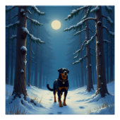 Rottweiler Starry Forest Hike Christmas Painting Perfect Poster (Voorkant)