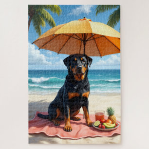 Rottweiler Strand Ontspanningsscène Legpuzzel