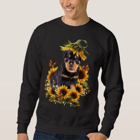 Rottweiler Sunflower Butterfly Cute Dog Trui (Voorkant)