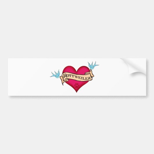 Rottweiler Tattoo Heart Bumpersticker (Voorkant)