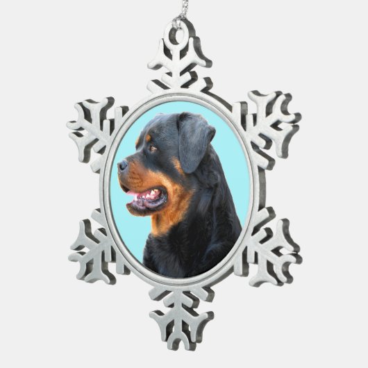 Rottweiler Tin Sneeuwvlok Ornament (Rechts)