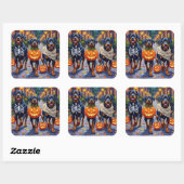 Rottweiler Trick-or-Treating In Halloween Costumes Vierkante Sticker (Vel)